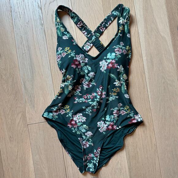 Niptuck One Piece Floral Green Swimsuit Multi Fit Cup Size 8 - Picture 1 of 9